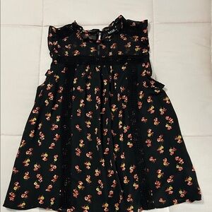 a.n.a Black Top with Floral Accents